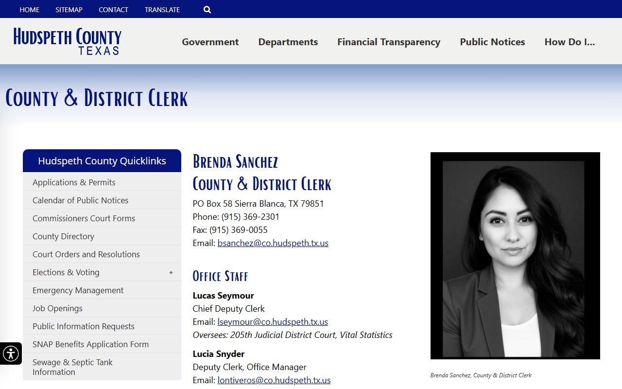 Hudspeth County court records after jail arrest clerk criminal division