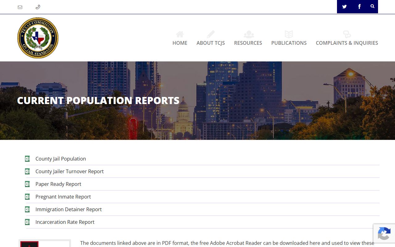 TCJS Hudspeth County inmate population reports index